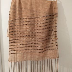 Tan Fringed Shawl Wrap